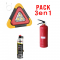 Pack 3en1 Triangle D'alerte D'urgence Multi-fonction + Extincteur poudre chimique 1KG + Bombe Anti-Crevaison